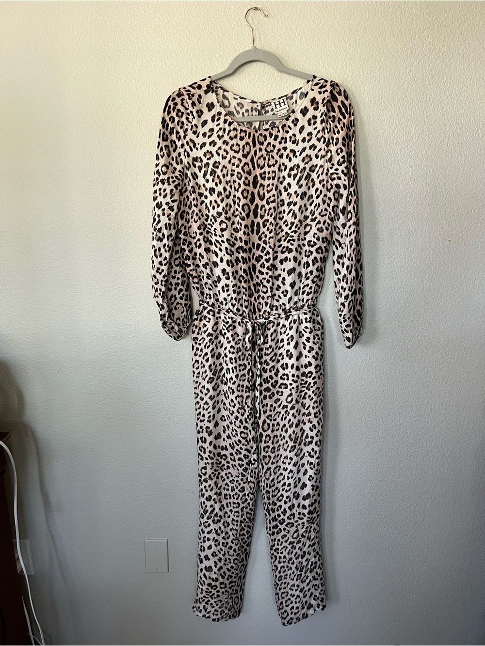 Haute Hippie Cream and Black Leopard Print Silk Jumpsuit Women's Size XS